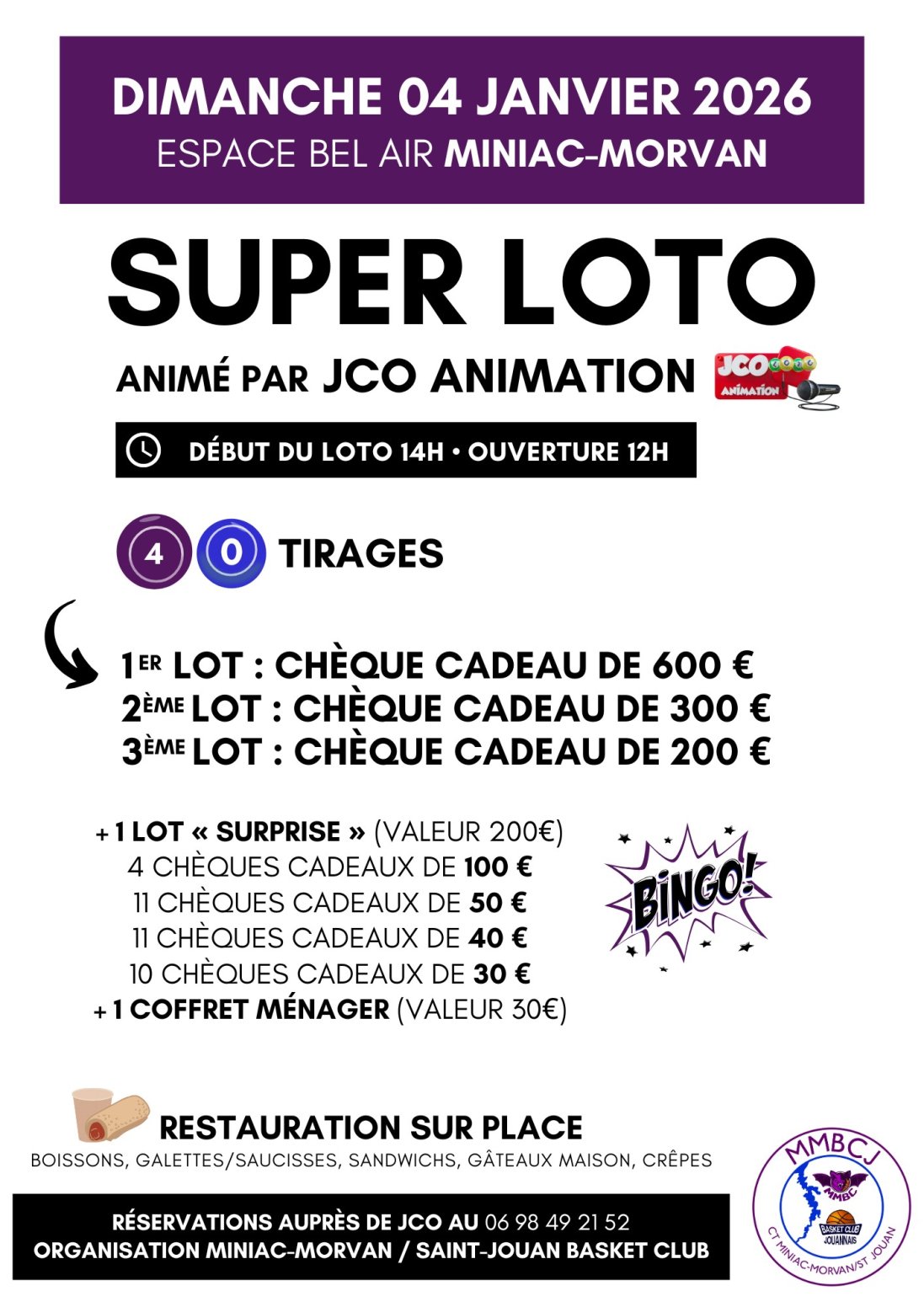 Loto du MMBC le dimanche 04 janvier 2026